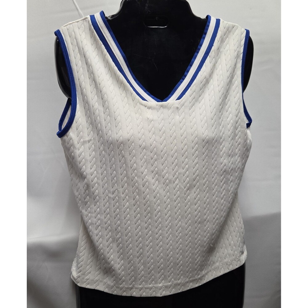 VTG Wimbledon All England Lawn Tennis Sweater Vest Club V-Neck Cable Knit S - Picture 2 of 8